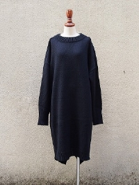 middlegauge back slit knit dress/navy