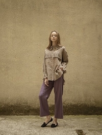 Wool Blend Stretch Pants/purple
